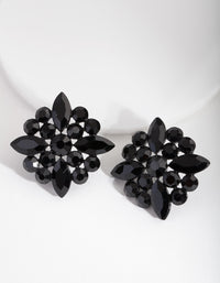 Black Gem Cluster Stud Earrings - link has visual effect only