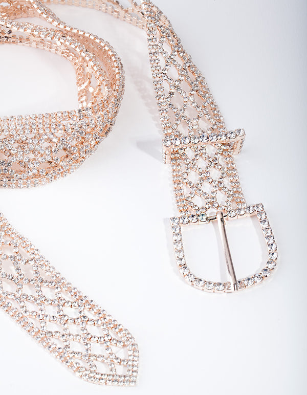 Rose Gold Filigree Diamante Belt