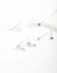 Sterling Silver Love Stud Earring Pack - link has visual effect only