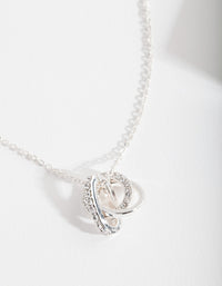 Silver Diamond Simulant Link Necklace - link has visual effect only