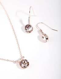 Rose Gold Diamond Simulant  Jewellery Set - link has visual effect only