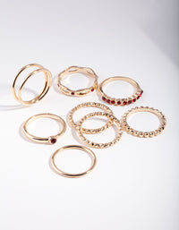 Gold Red Textured Finish Ring 8-Pack - link has visual effect only