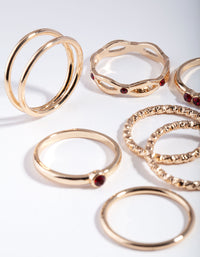 Gold Red Textured Finish Ring 8-Pack - link has visual effect only