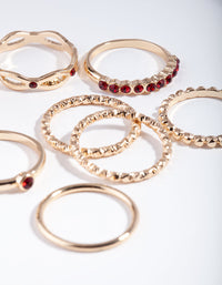 Gold Red Textured Finish Ring 8-Pack - link has visual effect only