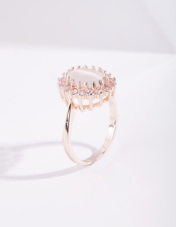 Rose Gold Diamond Simulant Flower Ring