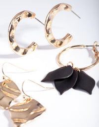 Gold Black Molten Flower Earring Pack - link has visual effect only