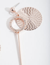 Rose Gold Textured Disc Drop Earrings - link has visual effect only