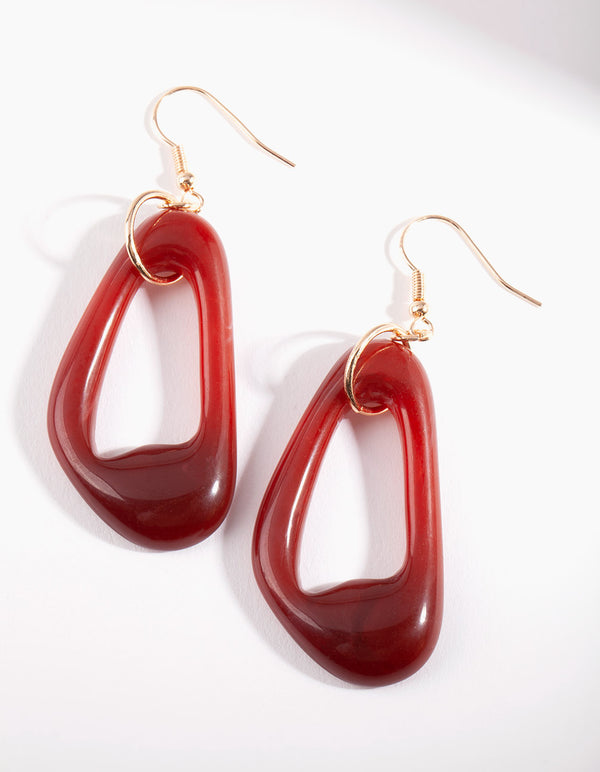 Maroon Marble Drop Earrings