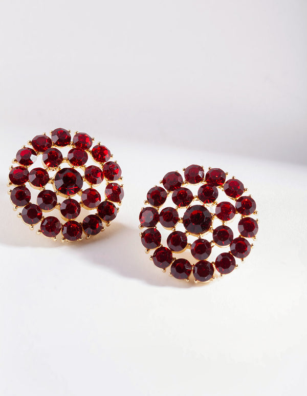 Red Bling Stud Earrings