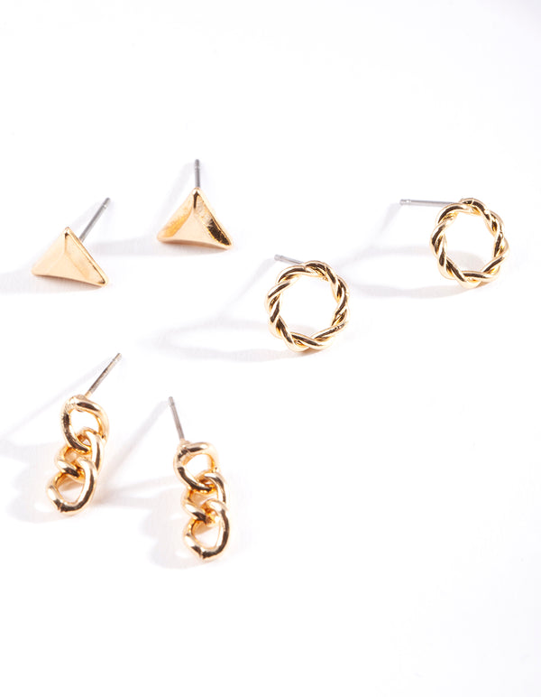 Gold Triangle Pack Earring