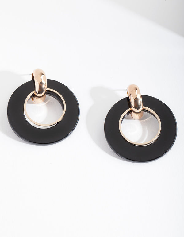 Black Acrylic Circle Earrings