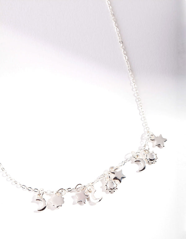 Silver Star Moon Necklace