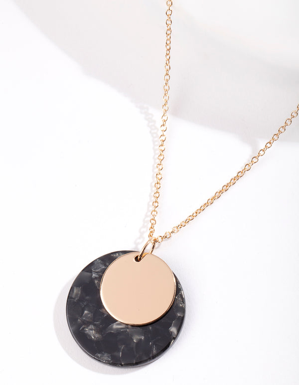 Gold Double Circle Acrylic Necklace