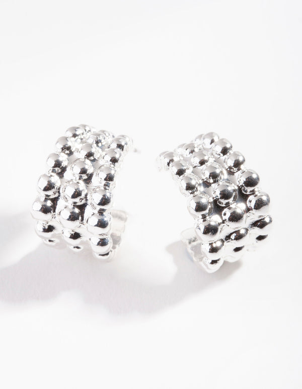 Silver Bubble Ball Hoop Earrings