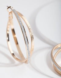 Gold Textured Double Hoop Earrings - link has visual effect only