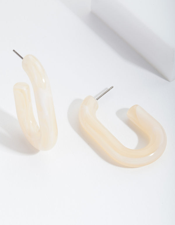 Cream Acrylic Hoop Earrings