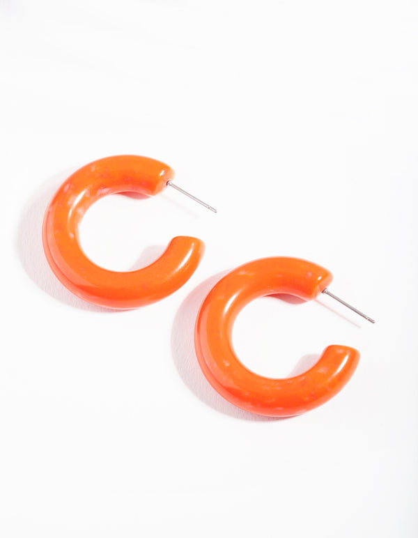 Orange Acrylic Tube Earrings