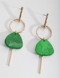 Gold Green Acrylic Drop Earrings - link has visual effect only