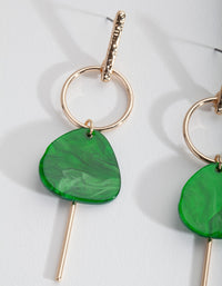 Gold Green Acrylic Drop Earrings - link has visual effect only