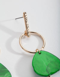 Gold Green Acrylic Drop Earrings - link has visual effect only