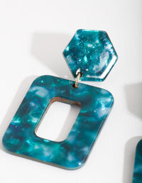 Blue Acrylic Geometric Earrings - link has visual effect only