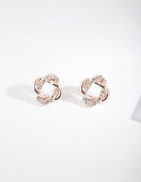 Rose Gold Diamond Oval Link Stud Earrings - link has visual effect only