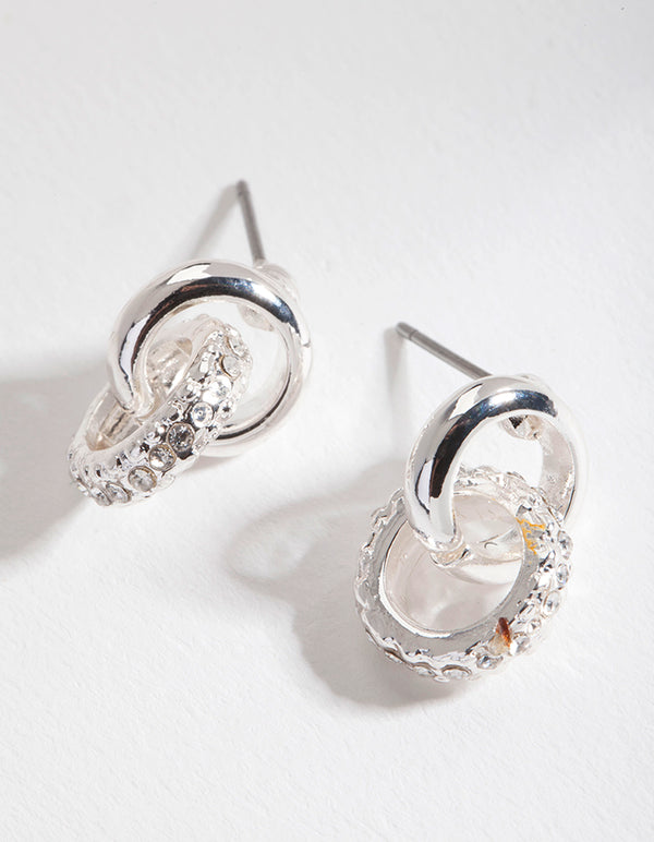 Silver Diamante Link Earrings