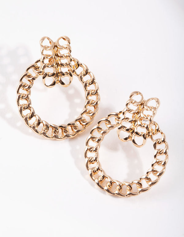 Gold Chain Stud Earrings