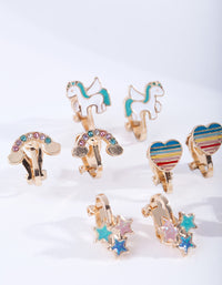 Kids Gold Rainbow Clip Earring 5-Pack - link has visual effect only