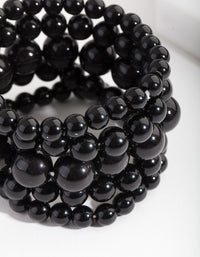 Black Bead Stretch Bracelet 5-Pack - link has visual effect only