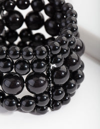 Black Bead Stretch Bracelet 5-Pack - link has visual effect only