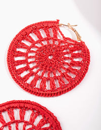 Red Crochet Disc Hoop Earrings - link has visual effect only