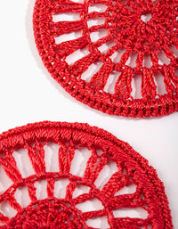 Red Crochet Disc Hoop Earrings - link has visual effect only