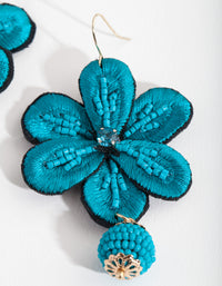 Blue Floral Beaded Earrings - link has visual effect only