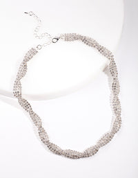 Silver Diamante Twist Necklace - link has visual effect only