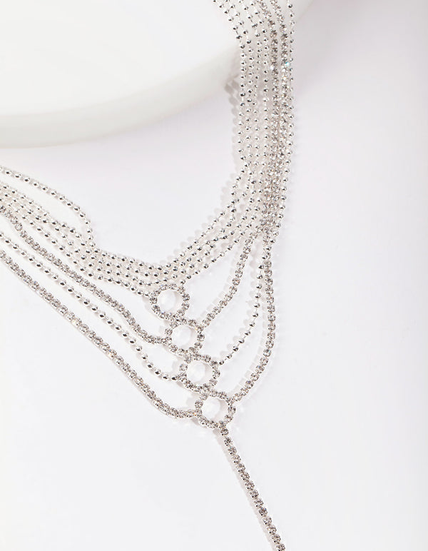 Silver Multi Layered Y-Neck Necklace