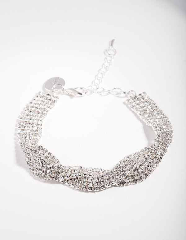 Silver Twisted Diamante Bracelet