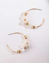 Gold Beaded Half Hoop Earrings - link has visual effect only