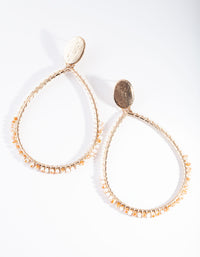 Gold Pearl Bead Teardrop Earrings - link has visual effect only