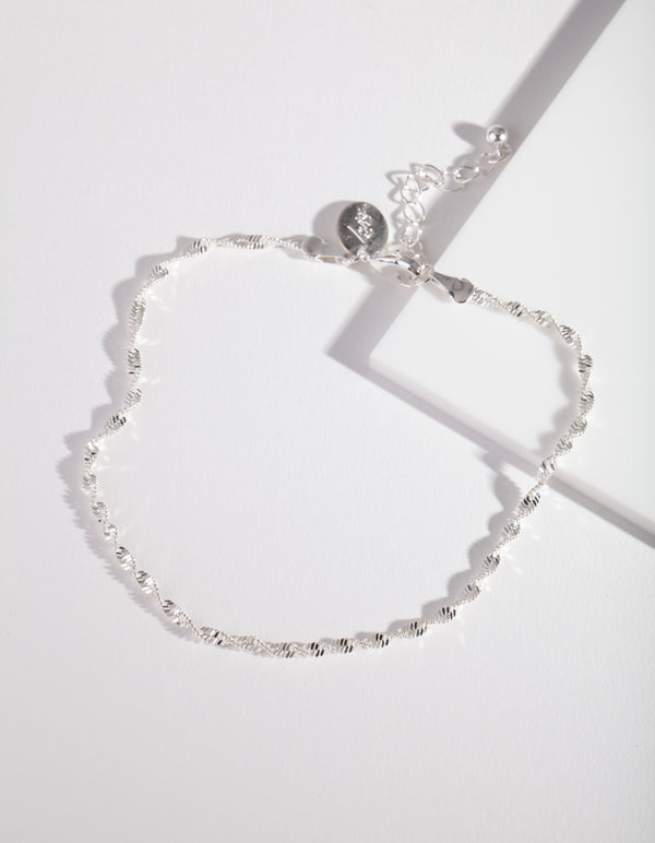 Silver Twist Chain Anklet