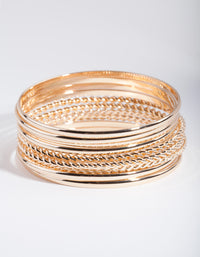 Gold Textured Twist Bangle 10-Pack - link has visual effect only