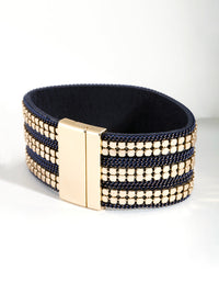 Navy Gold Triple Row Bracelet - link has visual effect only