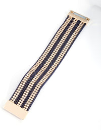 Navy Gold Triple Row Bracelet - link has visual effect only