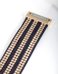 Navy Gold Triple Row Bracelet - link has visual effect only