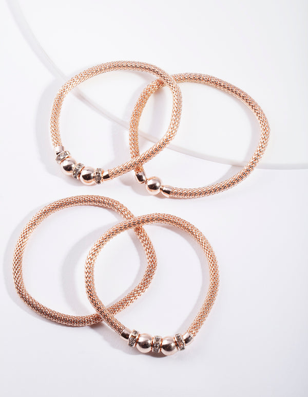 Rose Gold Mesh Bracelet 4-Pack