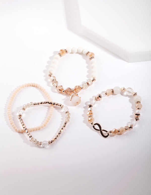 Rose Gold Multi Bead Bracelet 4-Pack