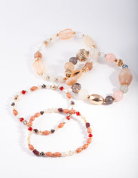 Gold Multi Neutral Bead Bracelet 4-Pack - link has visual effect only