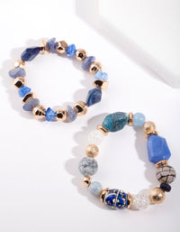 Gold Blue Bead Bracelet Pack - link has visual effect only