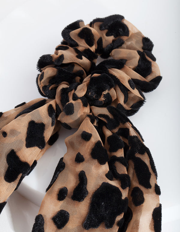 Brown Leopard Scrunchie Scarf