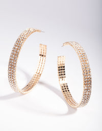 Gold Medium Diamante Chain Hoop Earrings - link has visual effect only